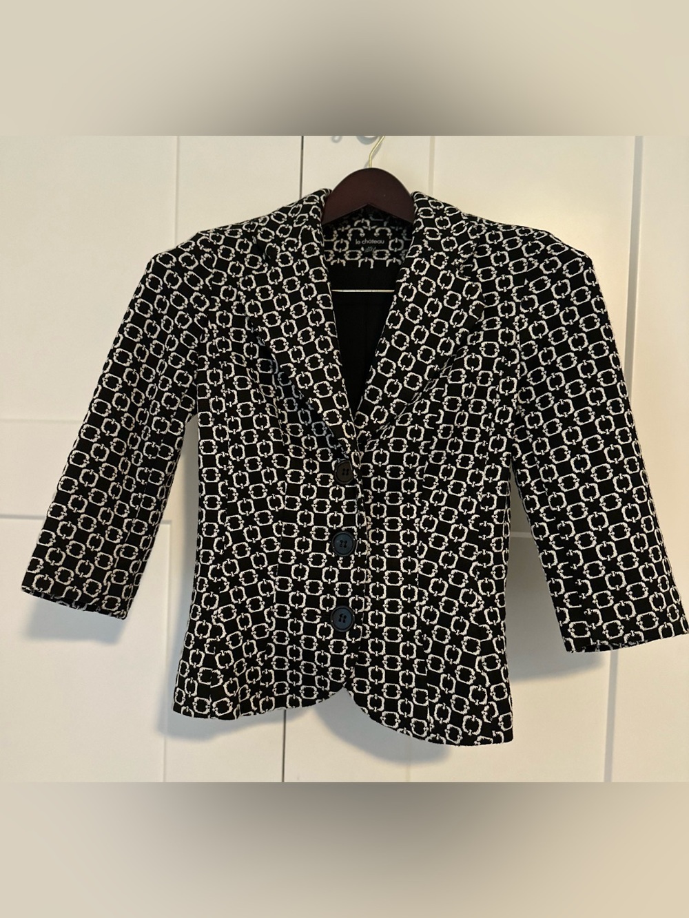 le chateau‎ Black & White Geometric Print Women's Blazer